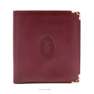 🔴 Cartier Bifold Wallet - Burgundy Calfskin Leather